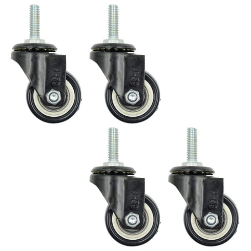 Hxchen 4Pcs 1.5 Inch Heavy Duty Caster Wheels Swivel Casters with M8 Threaded Stem, Black Rubber