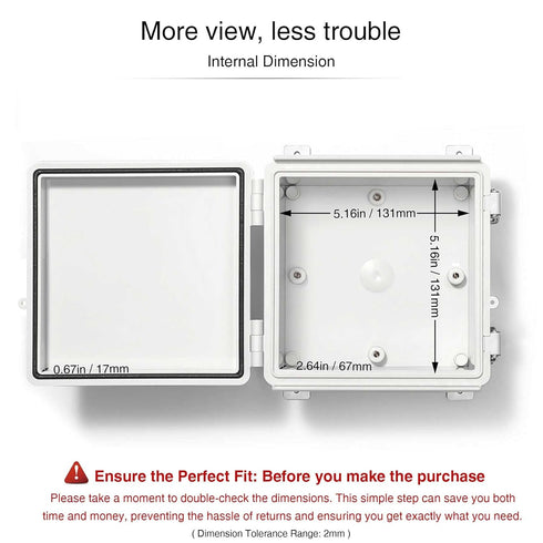 QILIPSU Hinged Cover Junction Box, 150x150x90mm, Stainless Steel Latch, IP67 Waterproof DIY Electrical Enclosure, Grey