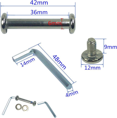 OD 15/64" (6mm) Shaft Hex Socket Screw Inline Skate Wheel Roller Blades Replacement Axles Repair Kit (36 mm)