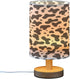 YETTASBIN Cow Print Bedside Table Lamp, Small LED Desk Light USB Nightstand Lamp with Non Slip Wood Base
