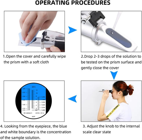 VGVGV Brix Refractometer, Handheld Clinical Medical Refractometer ATC Serum Protein Urine Specific Gravity Meter