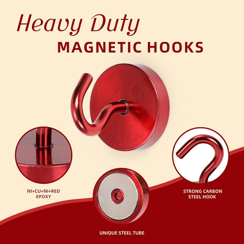 Neosmuk Magnetic Hooks Heavy Duty, 120lb Super Strong Magnet for Cruise Cabins and Fridge Hanging
