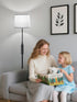 60" A19 9W 3000K-6000K 10%-100% Dimmable Bulb Modern Floor Lamp for Living Room Bedroom, Standing Lamp with White Linen