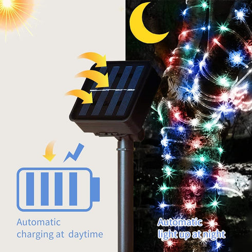 33FT 100L IP65 Honche Solar Rope Light Weatherproof Outdoor LED Copper Fairy String Tube Lights for Party Garden Porch