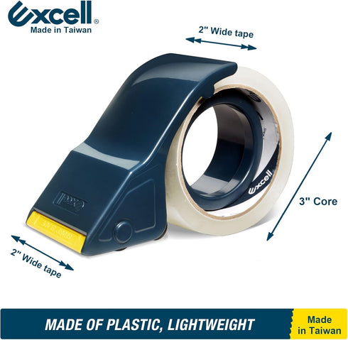 Excell Lightweight Packaging Tape Dispenser, 2 Inch Wide Hand-held Tape Gun for Office Moving and Mailing (1 Gun + 2