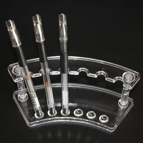 Clear Plastic Pen Holder Display Stand - 4 Pack, 6-Slot Organizer for Home Office & Store Use