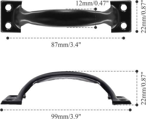 2 PCS Gate Handle Pulls, 4" Pulls in Black, Garage Door Pull Handle with Screws for Outdoor, Drawer & Garage (Black, 4 Inch) by Unlorspy