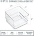 STORi SimpleSort 6-Piece Stackable Clear Drawer Organizer Set | 3" x 3" x 2" Square Trays | Small Makeup Vanity Storage Bins and Office Desk Drawer Dividers | Made in USA