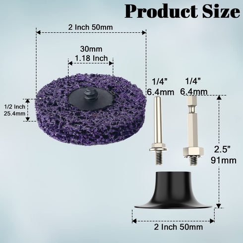 21PCS Set, 2 Inch 1/4" Quick Change Easy Strip Discs Sanding Discs with Disc Pad Holder for Die Grinder Surface Strip