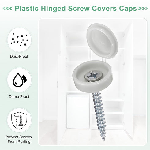 M METERXITY 100-Pack 4mm M3 M4 M5 Plastic Hinged Screw Cover Caps, Shutter Screws with Caps, Fold Snap Washer Covers