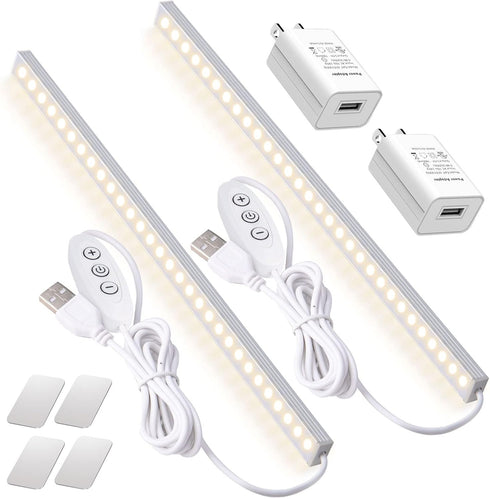 DWEPTU 2Pack LED Under Cabinet Lighting Dimmable Under Cabinet Lights with USB