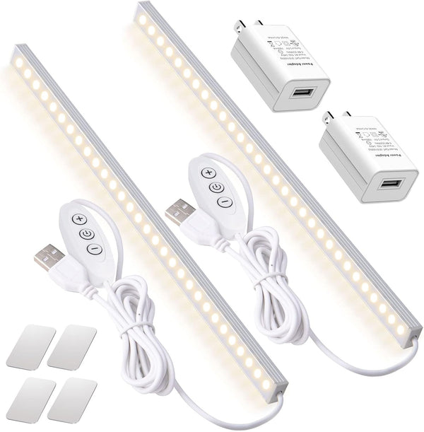 DWEPTU 2Pack LED Under Cabinet Lighting Dimmable Under Cabinet Lights with USB