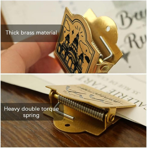 Reusable Brass Binder Clip, Decorative Metal Paper Clip for Home Office School Notebook Accessories