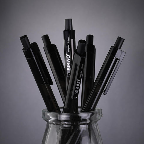 Black Pens Bulk, Ball Point Pens, Smooth Writing, No Smear, Medium Point, Retractable Click Pens, School Office (60
