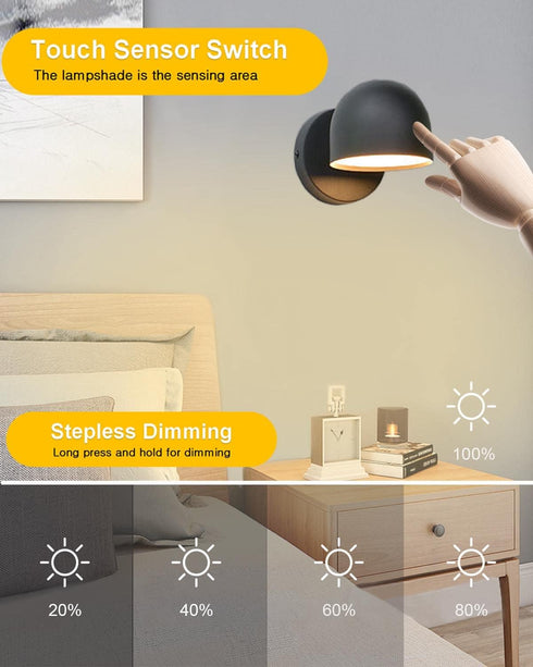 Dimming 350Rotate Kawell Touch Sensitive LED Wall Sconces Stepless LED Wall Light LED Wall Lamp Modern Reading LED Wall