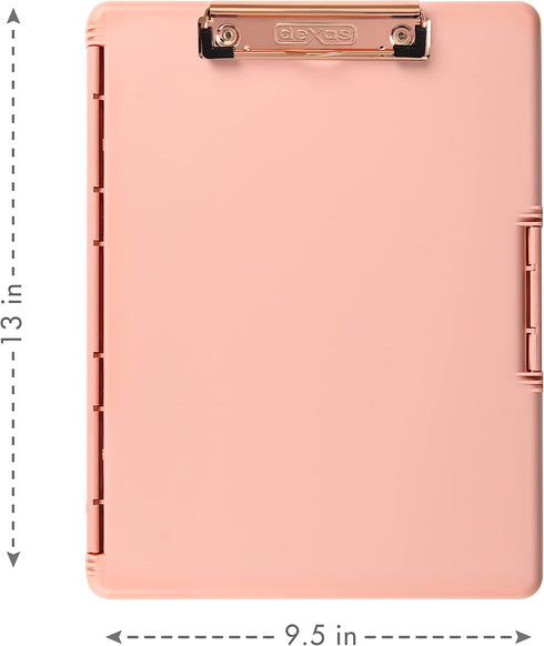 Dexas Slimcase 2 Storage Clipboard with Side Opening, Blush Pink with Rose Gold Clip, Office Supplies Clipboards to Carry and Store, A4 Holder, Combine Style and Functionality, Nurses Clipboard