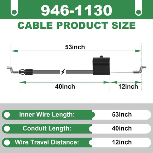 Wadoy Control Cable 946-1130 Compatible with MTD, Troy Bilt, Craftsman Lawn Mower - Replace for 746-1130