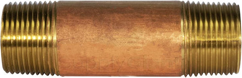 Everflow Supplies NPBR3040 4" Long Brass Nipple Pipe Fitting, 3" Nominal Diameter and NPT Ends
