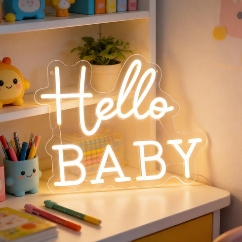 Hello Baby Neon Signs Led Gender Reveal Party Welcome Decorations Neon Letters Signs Pregnancy Announcement Party