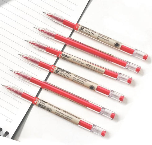 BEMLP Gel Pen 0.35mm Red Ink Pen, 12 Pcs/Set, School Office Writing Stationery Supply