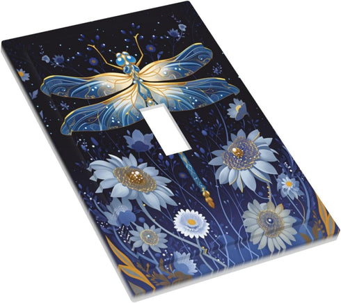 haigof 1 3 5 Inch Beautiful Dragonfly Light Switch Cover Wall Plate Gang Single Plates Print Faceplate Home Decor X