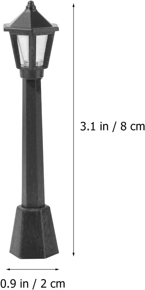 SEWACC Mini Street Light Models, 6pcs Miniature Street Lamp Decorative Pathway Lantern Post for Doll House Micro