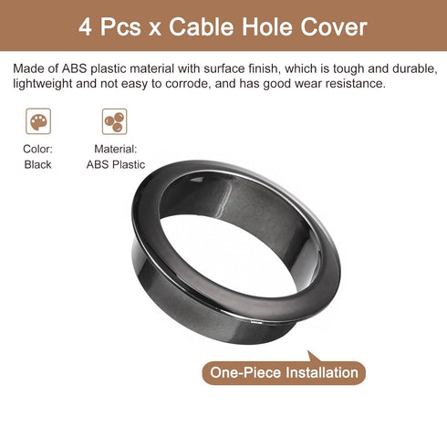 uxcell 4Pcs Cable Hole Cover, 2 inch (50mm) ABS Office Desk Cable Wire Cord Grommet Cable Cord Organizer for Office