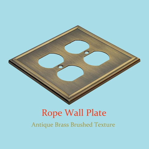 Decorative Antique Brass Wall Plate for Electrical Outlets, 2-Gang Switch Plates Outlet Cover (2 Pack)