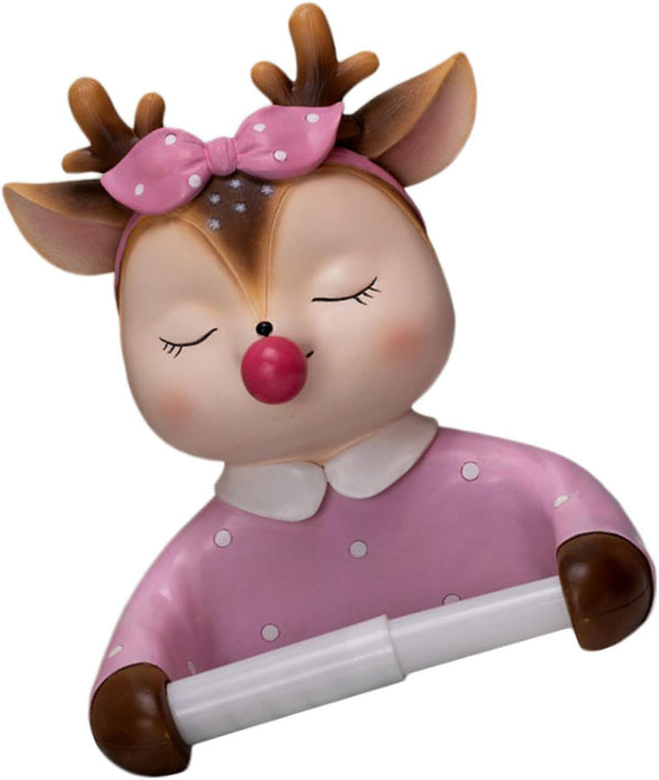 TOMETURE Lovely Wall-Mounted Toilet Paper Holder, Cute Cartoon Reindeer Roll Tissue Rack, Decorative