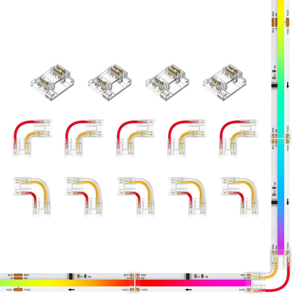BTF-LIGHTING FCOB COB 3pin 10mm Solderless Connector Kit 4pcs Strip to Strip
