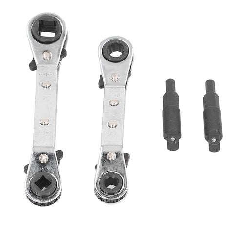 HVAC Service Wrench Set: 3/8 1/4 5/16 Ratchet Wrench with 2 Bit Adapter for Equipment Repair