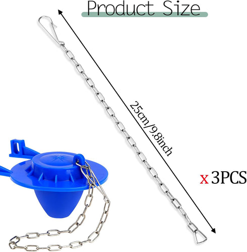 3 Pcs Toilet Bowl Chain Replacement Toilet Flapper Chain Stainless Steel Universal Flapper Chain Replacement Kit Toilet Lift Chain Replacement with Hook Toilet Pump Flush Flapper Chain