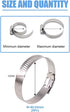 Glarks 20Pcs 304 Stainless Steel Worm Gear Hose Clamps Assortment Kit, 40-63MM Range for Plumbing