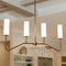 Gold Linear Chandelier, 4-Light Modern Farmhouse Chandeliers Pendant Lights Fixtures with Frosted