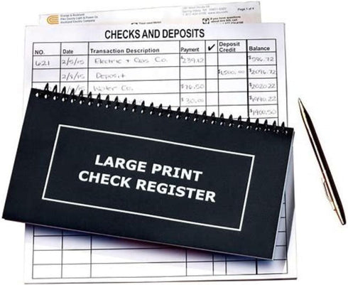 Jumbo Print Check Register Book, Large Print, Easy-to-Read, Spiral Bound, 56 Pages for Personal Accounting
