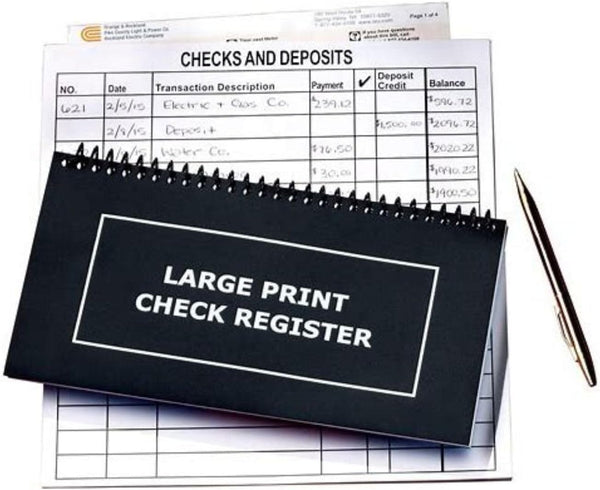 Jumbo Print Check Register Book, Large Print, Easy-to-Read, Spiral Bound, 56 Pages for Personal Accounting