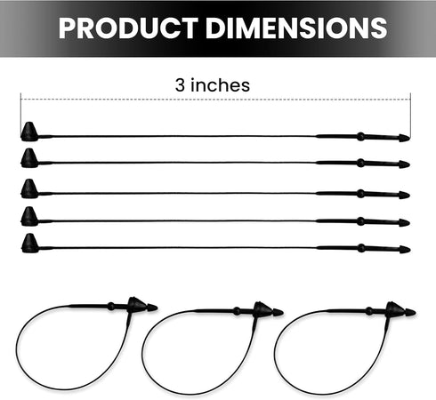 Perco 3 Inch Black Hang Tag Snap Lock Pins - 1,000 Pieces - Professional-Grade Security Loop Plastic Fasteners for Impeccable Tag Attachment