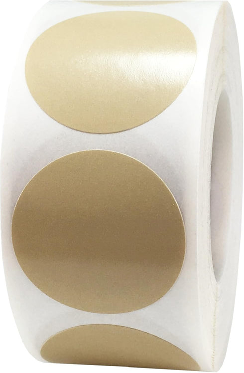 Beige Color Coding Labels, 1 Inch Round Circle Dots, 500 Total Adhesive Stickers for Organizing Inventory On A Roll