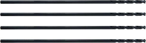MAXTOOL 4pcs Aircraft Extension Drills - 1/8"x12" HSS M2 Extra Long Deep Twist Drill Bits Straight Shank Fully Ground