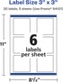 Avery Durable Waterproof Square Labels, 3" x 3", 30 Total, Oil and Tear-Resistant, Laser/Pigment-Based