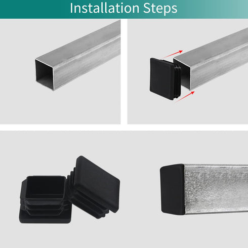 FiveEyes 1.25" Square Tubing Plastic Plug - 10 Pack, 1.25 Inch Square Tube End Cap, Fence Post Pipe Cover