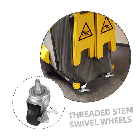 4pcs Beaupretty Threaded Stem Trolley Caster Wheels with Brake Rubber Swivel Casters for Rolling Cart and Furniture