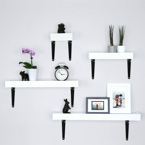 Zorveiio 4 Pack 8 Inch Black Wall Shelf Brackets Heavy Duty, Wall Brackets Floating Shelves Bracket L Bracket Hanging