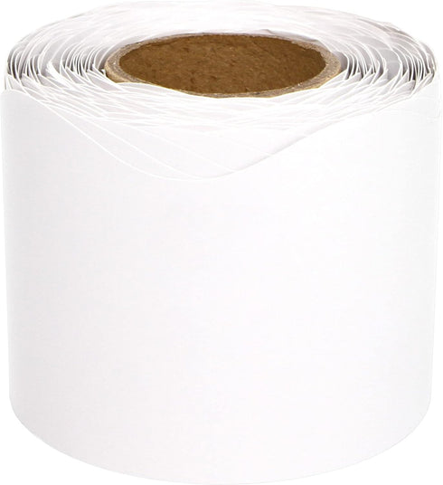 White Scalloped Bulletin Board Border, 52ft Trim for Classroom One Roll