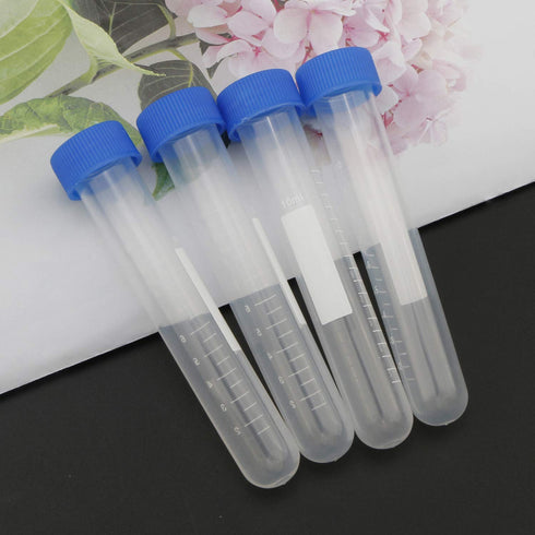 Centrifuge Tubes 10ml Round Bottom Plastic Test Tube Vials with Graduation and Writing Area, Pack of 20