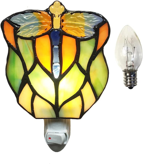 Stained Glass Dragonfly Night Light, Suitable for Bedroom, Corridor, Bathroom, Children's Room,This