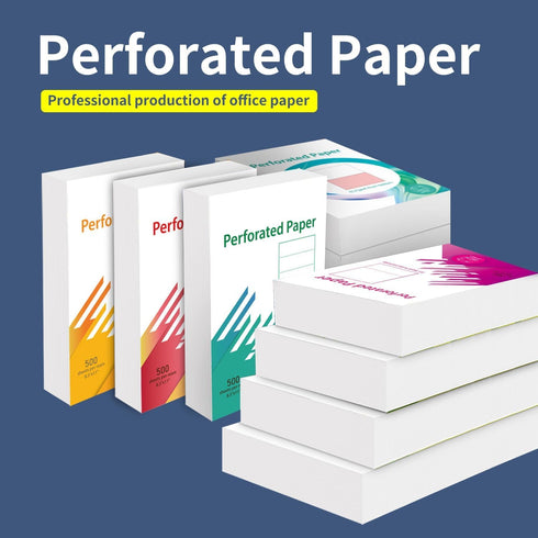 Premium Perforated Paper, 8.5 x 11" 4 Part Perf White (4-1/4 X 5-1/2"), 21lb, 500 Sheets US Letter Paper for Invoices,