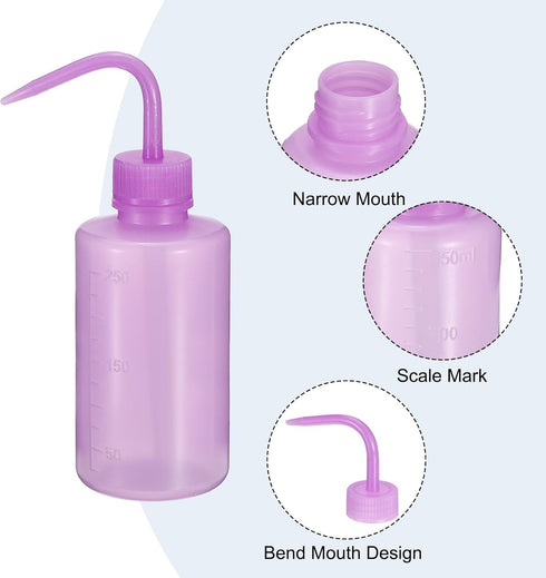PATIKIL 2pcs 250ml Plastic Wash Bottle, Narrow Mouth Squeeze Bottle for Lab Cleaning, Washing, Irrigation Liquid