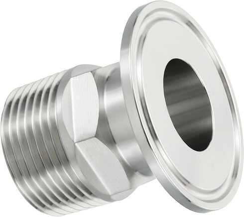 1.5 Inch 1" 304 50.5mm PATIKIL TC Tri Clamps Adaptor, Tri-Clover Fittings to NPT Male Sanitary Thread Adaptor Hexagonal