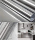 17.7''x197'' Silver Wallpaper, Stainless Steel Contact Paper Peel and Stick Waterproof Removable for Kitchen Countertop